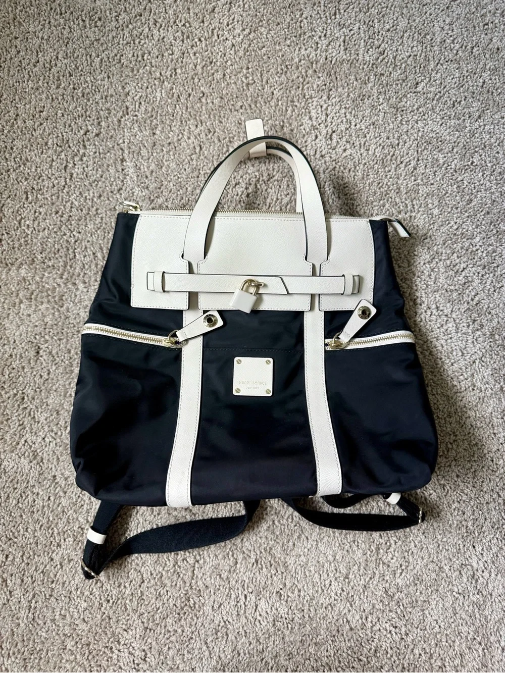 Black and White Convertible Backpack Tote